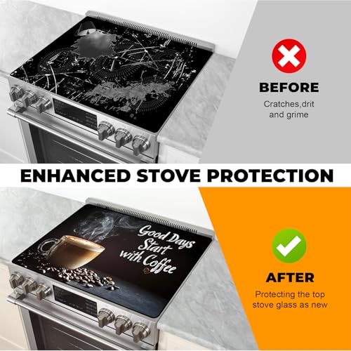 Image of Stove Top Cover for Glass Electric Stove (Cafe, 30 inch x 21 inch) | Heat Resistant Cooktop Protector Mat with Non-Slip Rubber Backing, Scratch Protection and Counter Space Mat