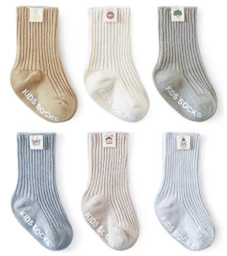 Image of QandSweet Baby Boy Combed Cotton Socks Toddler Ankle Sock Non-Skid for Newborn Infant Childrens