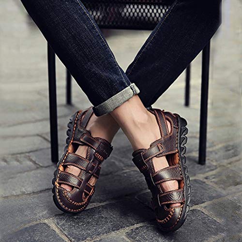Mens Summer Casual Closed Toe Leather Sandals Outdoor Fisherman Adjustable Beach Shoes #TOP7