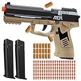 Tcxomino Automatic Shell Ejecting Toy Gun for Age 13+ Years, Fidget & Shooting Game, Realistic Toy Pistol with 120 Soft Bullets, 18 Shells & 2 Magazines, Ideal Gift for Halloween Christmas(Sand)