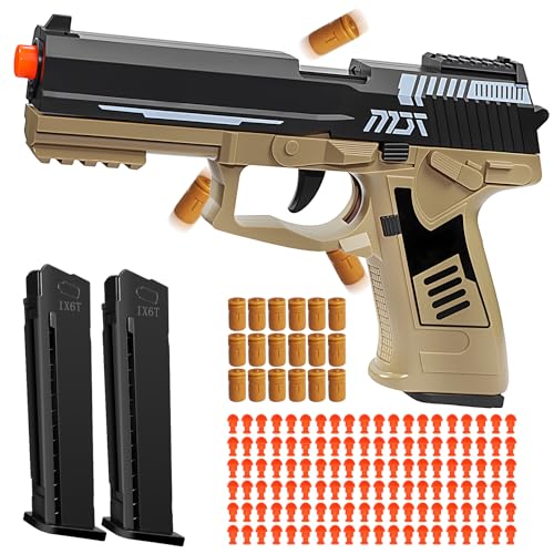 Tcxomino Automatic Shell Ejecting Toy Gun for Age 13+ Years, Fidget & Shooting Game, Realistic Toy Pistol with 120 Soft Bullets, 18 Shells & 2...
