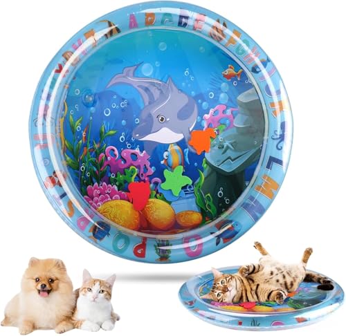 Aqua Cats Water Mat with Fish,Cat Dog Water Mat,Thickened Durable Non-Slip Playmat, Durable Easy Clean,Suitable for All Types of Pets