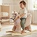 Rock My Baby Rocking Horse, Baby Animal Rocking Horse with Seat, Ride on Horse, Plush Rocking Horse with Realistic Sound, Wooden Rocking Horses Ages 1-3 (Caramel Color Horse), CPC Certified
