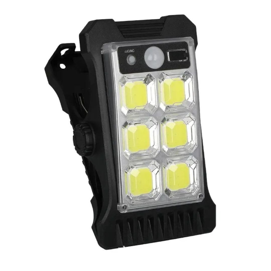 Led Solar Light with Human Body Sensing Clip Light/Outdoor Light with Motion Sensor LED Cob Type Portable Camping Light Solar Power Garden Light