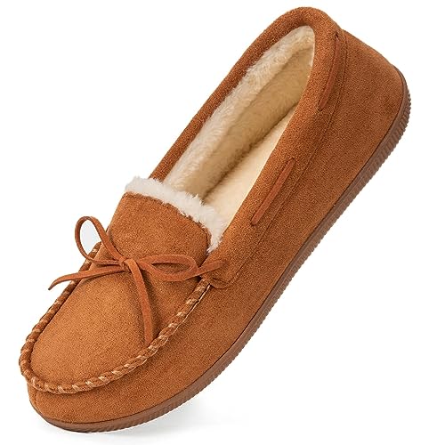 Image of HomeTop Women's Moccasins House Slippers Memory Foam Indoor Outdoor Ladies Shoes