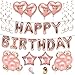 Produktbild VICKSONGS Geburtstags Dekoration Rosegold Luftballons, Happy Birthday Girlande Banner Herz Stern Folienballon Konfetti Latex Helium Ballons für Geburtstagsdeko Mädchen Frauen Kinder Baby Party Deko