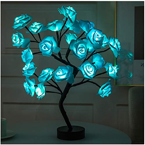 LED Lighted Rose Blossom Tree- USB/Battery Touch Switch,Decor of Party Wedding,Bedroom, Living Room (Blue)