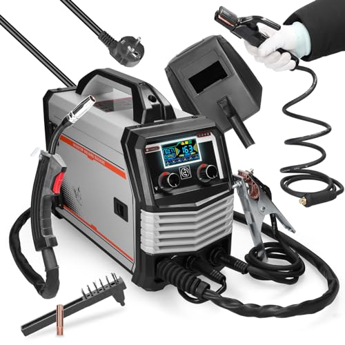 Hancaner Saldatrice Inverte 4 in 1 con MIG MMA MAG TIG-160C Modalità di Saldatura, Saldatrice a Filo Continuo Animato IGBT Inverter Compatto, saldatrice tig con Display LCD Digitale.