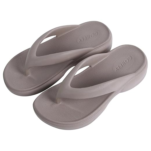 CORFLY Chinelo de Dedo Feminino EVA Premium Nuvem Macio Ortopédico com Salto Anabela Conforto e Estilo
