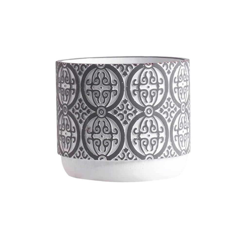 Kp6xLf3gT plant pot Relief Sculpture Pattern Round Flower Pot, with Drainage Hole Tabletop Cement Plant, for Decorate Bedroom Living Room Balcony