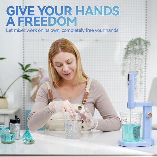 LET'S RESIN Upgraded Rechargeable Resin Mixer with Stand,3-Speed Epoxy Mixer with Minimizing Bubbles, Electric Resin Mixing Tool For Epoxy Resin, Silicone, Paint, DIY Crafts (Included 2 Sizes Paddles) - Image 3