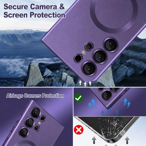 Image of DIZORO Samsung S24 Ultra Case, Compatible with Mag Safe, Matte Luxury Metallic Luster Flexible TPU Wireless Charging Shockproof Case with Camera Protector