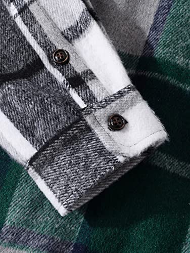 Image of ZAFUL Unisex Plaid Flannel Shirt Jacket Button Down Long Sleeve Pocket Coat Outwear | Mens Fall Clothes Lightweight Long Sleeve Button Down Flap Pocket Jacket Tops for Fall&Winter 2026