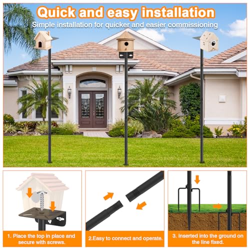 Image of AHRLHR 2 Pack 80 Inch Adjustable Bird Feeder Pole,Bird House Pole Suitable for Feeders & Birdhouse,Weather Station,Heavy-Duty Rustproof Design,Enhance Outdoor Decor & Birdwatching Experience