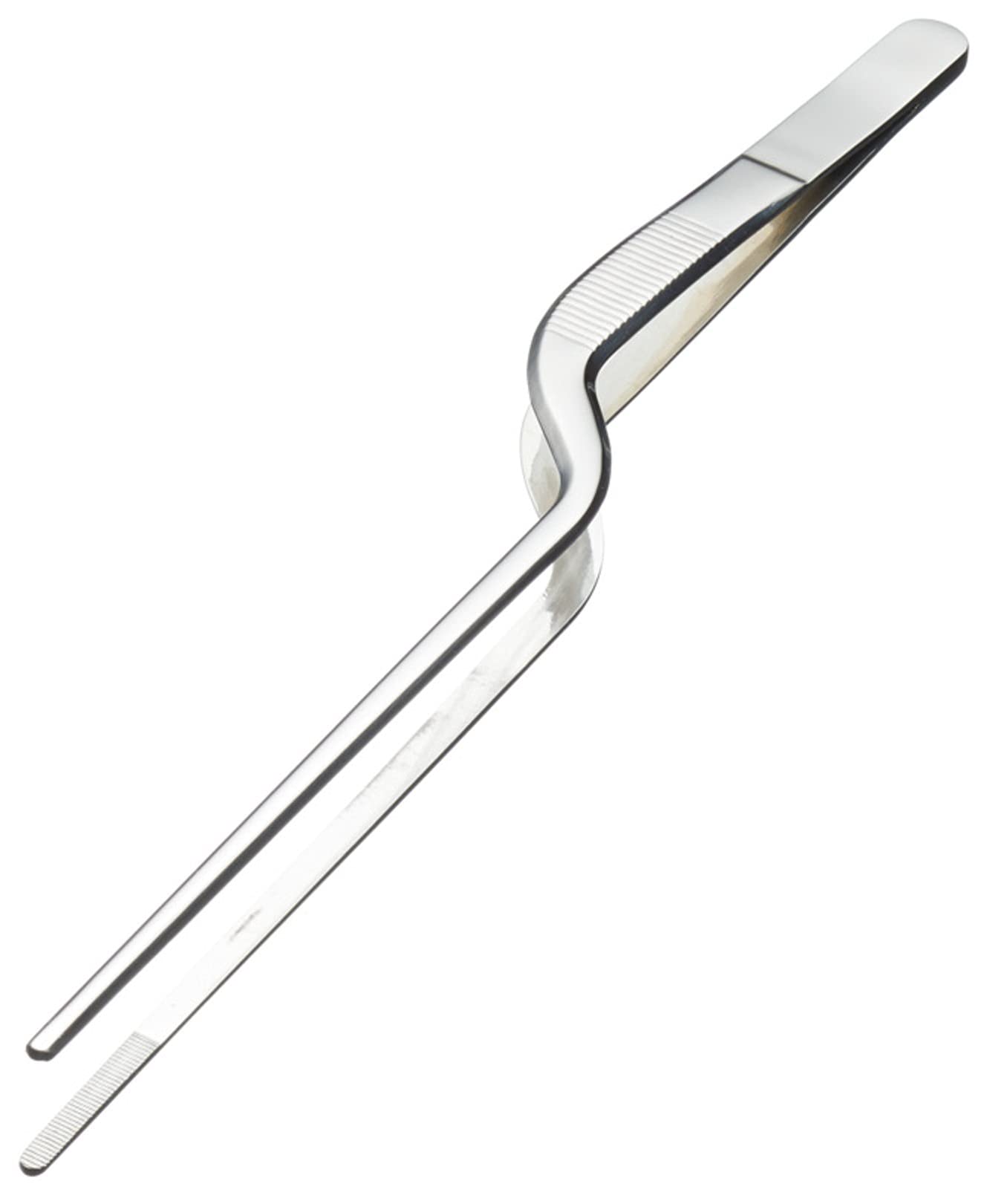 Masterclass Silver Angled Chef Tweezers / Plating Tongs, Stainless Steel, 21 Cm,