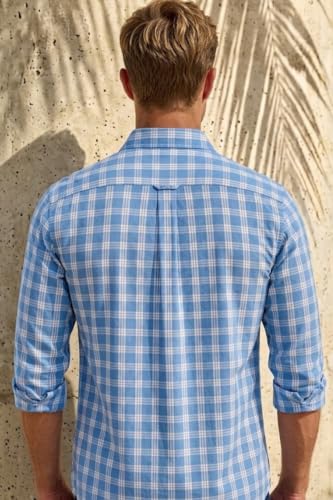 Image of Louis Philippe Men's Slim Fit Premium Cotton Easy Care, Soft Handfeel Full Sleeve Checks Casual Shirt