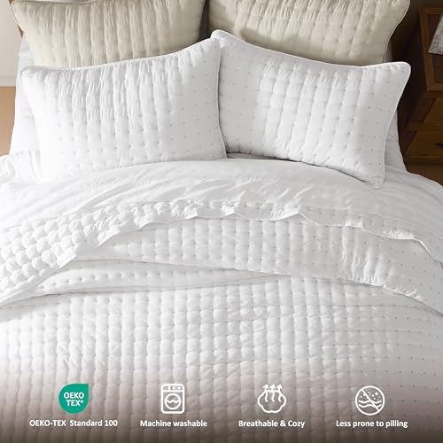 Image of WDCOZY Cloud Soft Quilt Set, Queen Size, White, 3 Pieces 90x90 inches