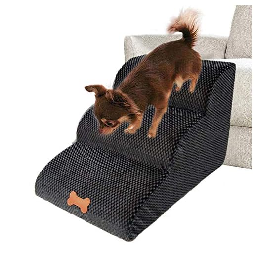Hearthxy Hundtrappa husdjurstrapp för små hundar säng soffa tvättbar hundlampa katttrappa 3 steg steg steg bäddsoffa assistance springa för hundar katter
