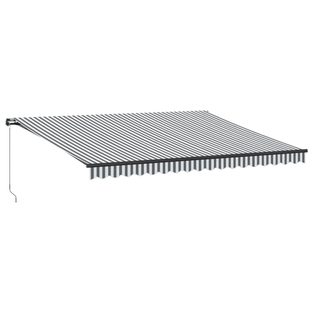 Auvent manuel 450x350cm anthracite et blanc à rayures avec bras articulé pour terrasse