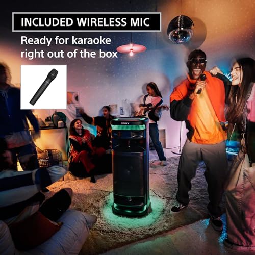 Image of Sony ULT Tower 10 Bluetooth Karaoke Party Speaker with Powerful Bass, 360 Sound and Party Lights, Included Wireless Microphone - New + ULT MIC Wireless Mic