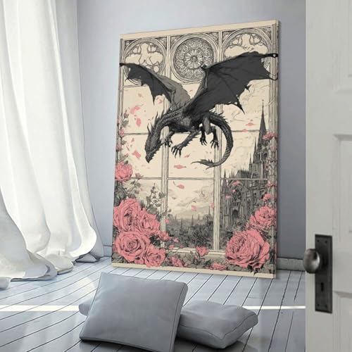 Tableau dragon à la fenêtre pour habiller un mur vide sans faire d'effort