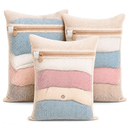 3-piece set extra-large 20×23.6 inch durable organic cotton mesh laundry bags, with sturdy zippers and breathable mesh, perfect for delicate items like underwear, clothes, pants, and socks.