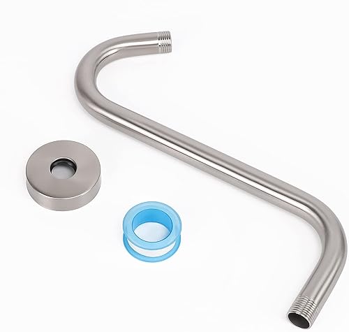 Miniatura 6 de HarJue Brazo de ducha en forma de S cabezal de ducha de 15 pulgadas tubo de extensión de tiro alto conexión estándar de 12 pulgadas con brida