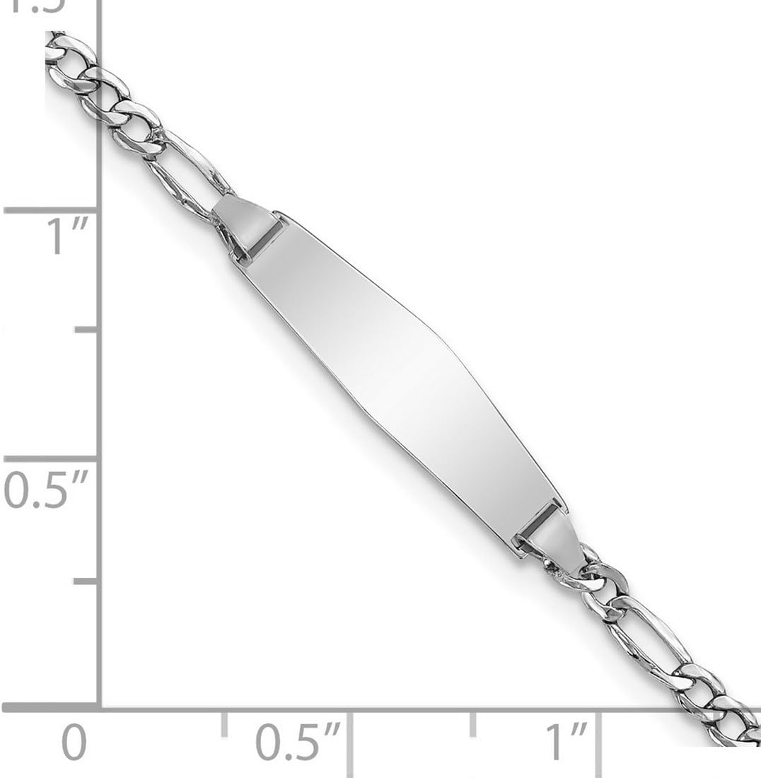 JewelryWeb 5.5mm 14k White Gold Semi-solid Soft Diamond Shape Figaro ID Bracelet Identification Bracelet