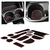 CupHolderHero fits Honda Fit Accessories 2015-2020 Premium Custom Interior Non-Slip Anti Dust Cup Holder Inserts, Center Console Liner Mats, Door Pocket Liners 13pc Set (Red Trim)