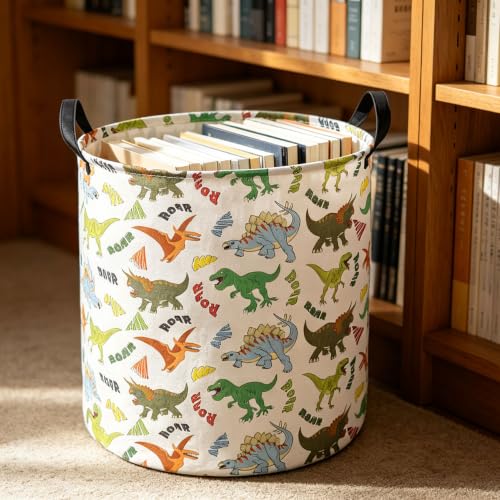 Image of Dinosaur Laundry Basket,Collapsible Storage Bin,Waterproof Clothes Hamper(Howling Dinosaur)