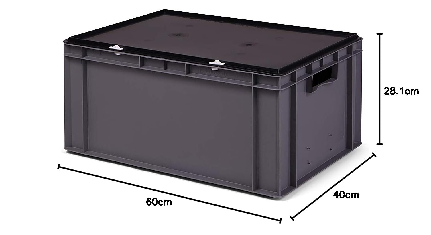 1a-TopStore Stapelboxen Set mit Scharnierdeckel in schwarz, verschiedene Größen & Farben, 600x400 mm, 400x300 mm, 300x200 mm, 200x150 mm, Made in Germany (grau, 600x400x281 mm)