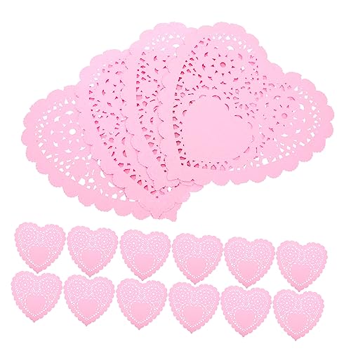 OFFSCH 100pcs Heart-shaped Table Towel Valentine's Day Decorations Paper Doilies for Party Wedding Christmas