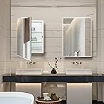 Plastic Bathroom Medicine Mirror Cabinet 16 x 22 inch, Surface and Recessed Mount, Beveled Edge Mirror - Image 2