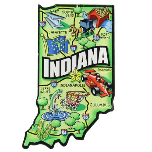 Imán de Acrílico con Forma de Indiana, Multicolor, 3.5 x 2.25 pulg