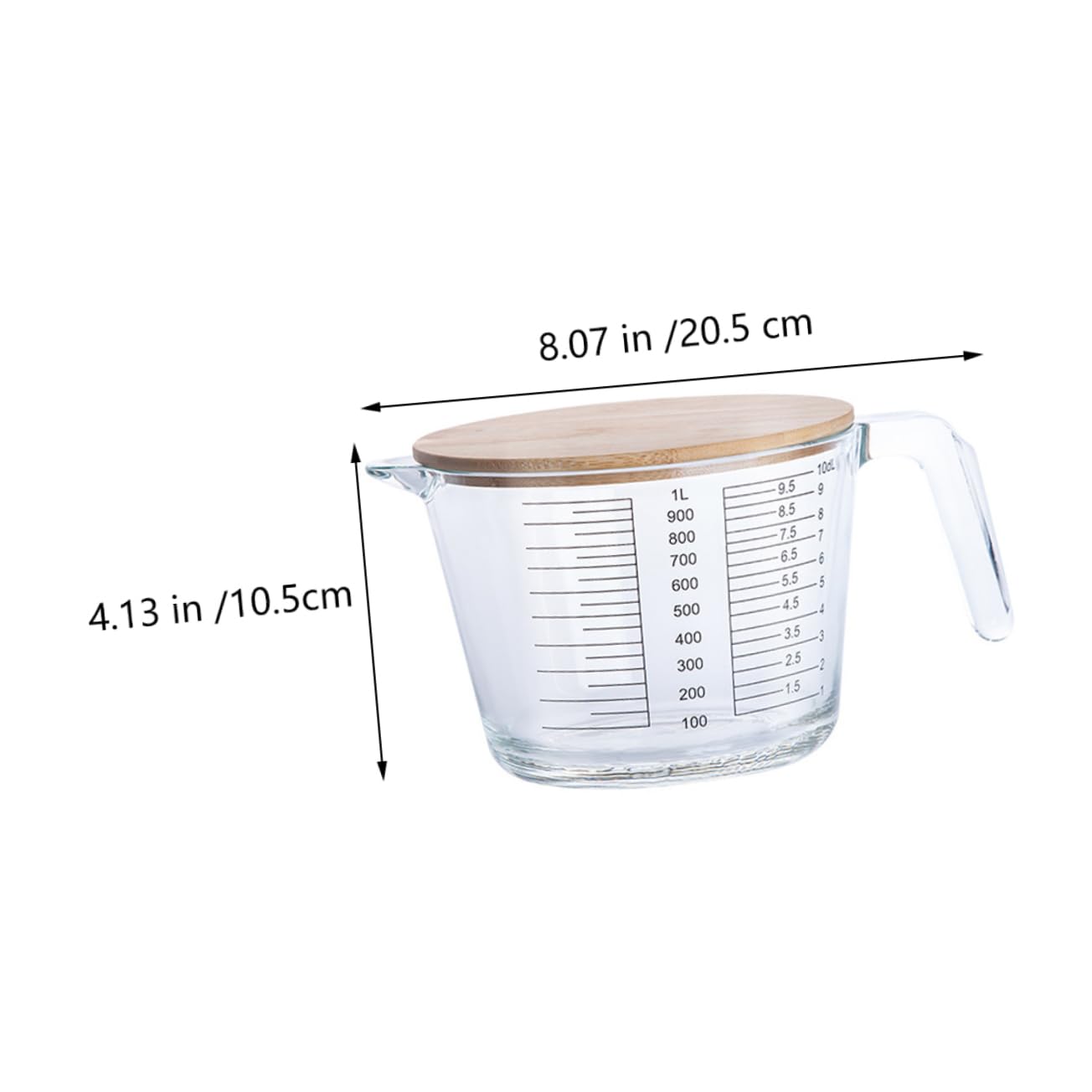 Mobestech Hitzebeständiger Glasmessbecher Mit Holzdeckel Borosilikatglas Messbecher Mit Skala Mikrowellengeeignet Langlebig Und Vielseitig Für Küche Und Backen Geeignet
