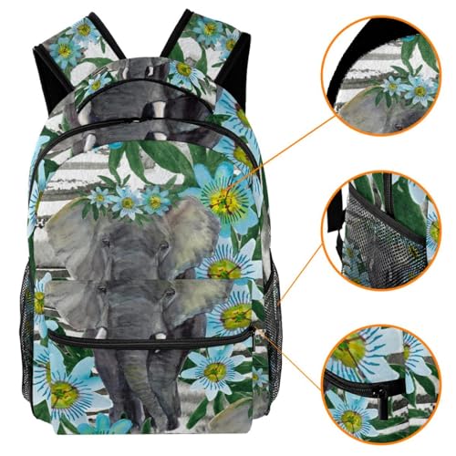 Sac à dos éléphant et fleurs de passion au design multicolore unique