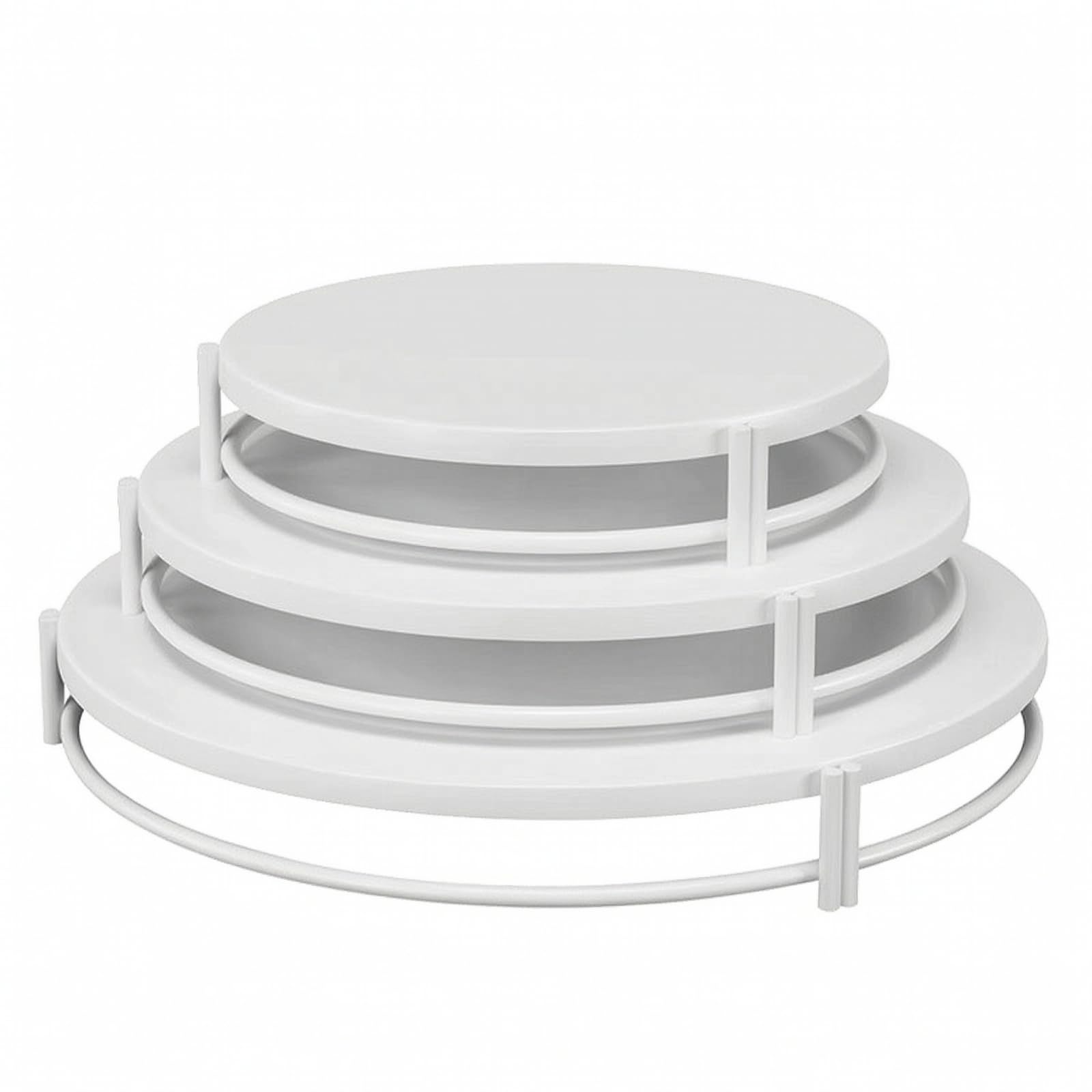 Étagère à Gâteaux en Fer Forgé avec Triple Niveau Circulaire et Construction Robuste pour sserts Tartes Petits Fours Adapté aux Anniversaires Cocktails Buffets, Blanc