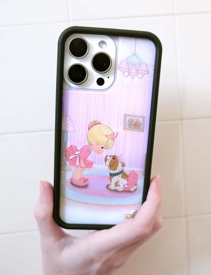 Image of Wildflower Cases - Compatible with iPhone 16 | Protective Black Bumper, 6.5ft Drop Test Certified, Women Owned Small Business | Precious Moments - Ballerina Bulldog