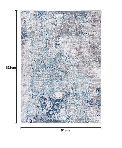 Tapis de salon facile à nettoyer bleu clair et gris Aston pour maison - 3
