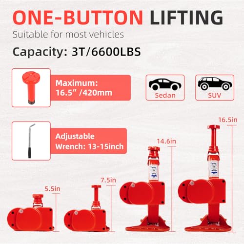 Image of EFFIROSO Premium 10 in 1 Electric Scissor Jack Enhanced Safety 3 Ton Car Jack Kit Automatic 12V Tire Repair Kit for Sedans SUV Tire Replacement