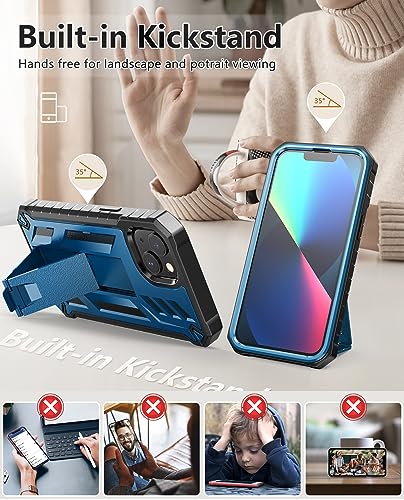 Soios IP13-BLUE For Iphone 13 Case Protective Cover: Iphone 14 Case Heavy Duty Military Grade Hard Protection Shock Proof Grip thumb #1