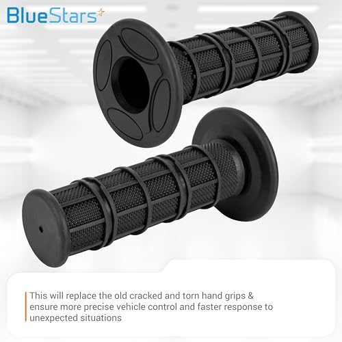 Image of BlueStars 7 /8 inch Motorcycle Handlebar Grips 22mm Left 24mm Right, Twist Throttle Grip, Universal Replacement for Honda Yamaha Taotao Suzuki Kawasaki Dirt Bike ATV Quad, Non-Slip Rubber, 1 Pair