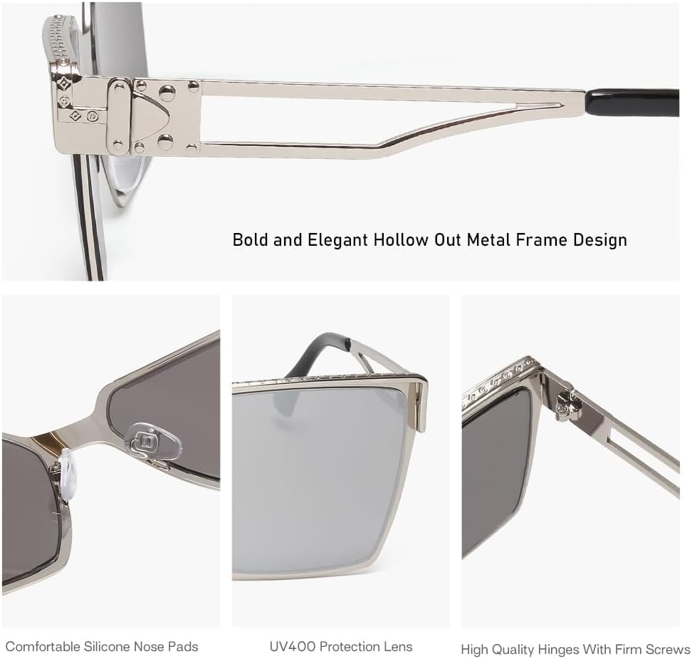UV400 Polarized Metal Frame Square Sunglasses for Men & Women, Stylish Fashion Shades3