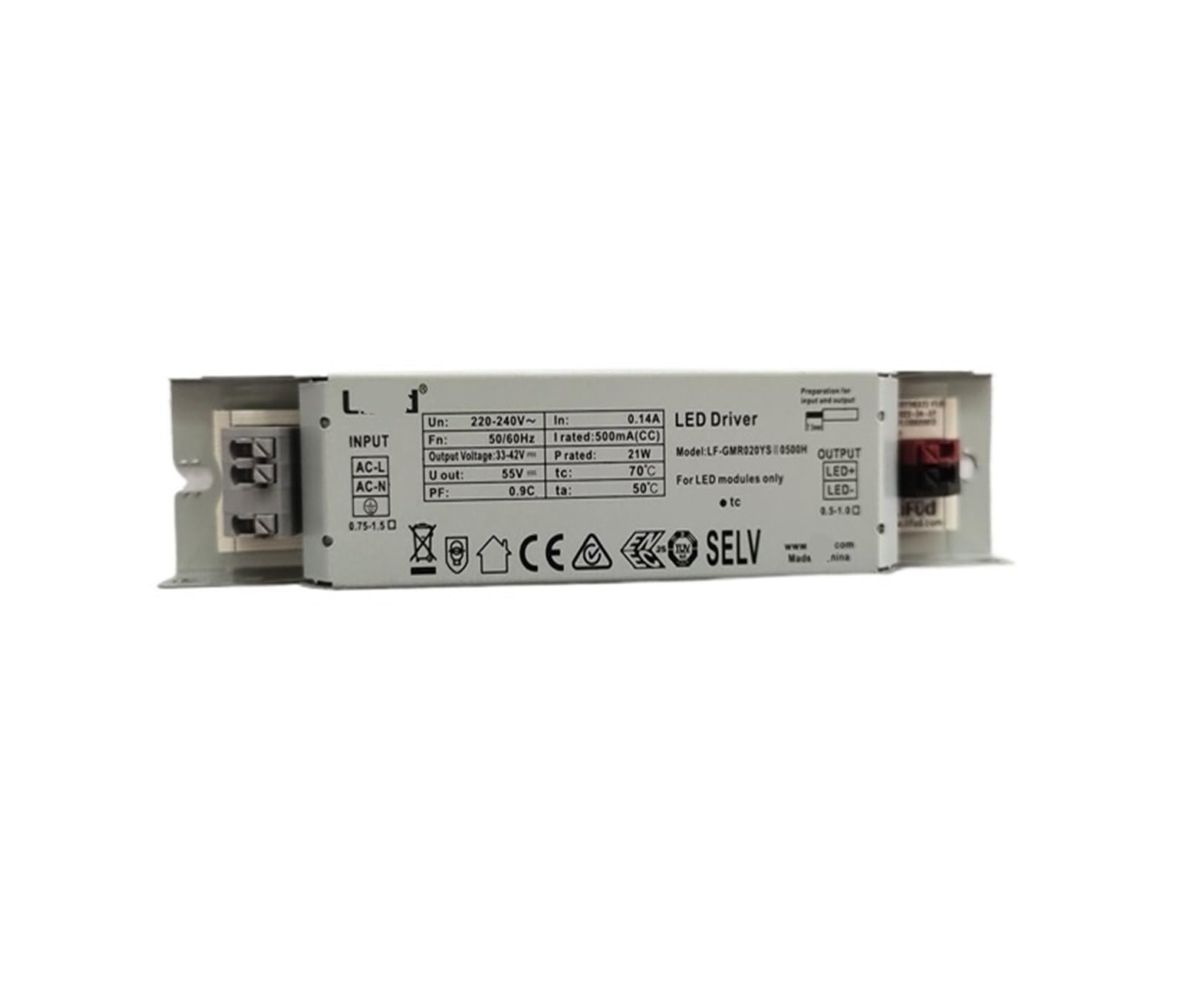 PWANUIGTE Driving LED Strip Light Constant Current Power Supply LF-GMR0631500U tri-Proof Controller(20W/DC33-40V/500MA 156 * 30 * 20MM)