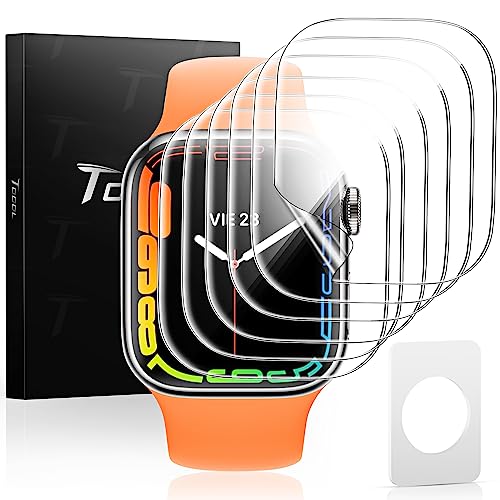 TOCOL 6 Stück Schutzfolie für Apple Watch Series 9/8/7 45mm Folie Blasenfrei Kratzfest Anti-Staub Klar HD Selbstheilung Flexible TPU Displayschutzfolie für iWatch S9 45mm