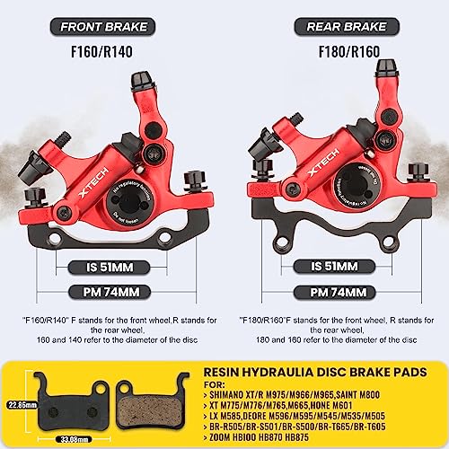 Hycline MTB Hydraulic Disc Brakes, HB-100 Hydraulic Disc Brake Caliper set Front and Rear,for Mountain Bikes E-bike, Folding Bike - Image 2