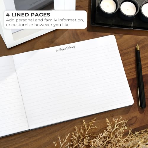 Image of Skyline Funeral Guest Book, Sign In Name & Address, Hardcover Black | 10 inchx7 inch, Elegant sign-in guestbook for memorial service & celebration of life with large signature space, Memory book