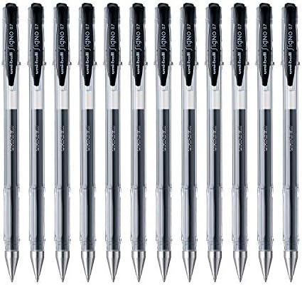 uni-ball Signo UM-100 0.7 mm Gel Pens, Black Ink, Pack of 12