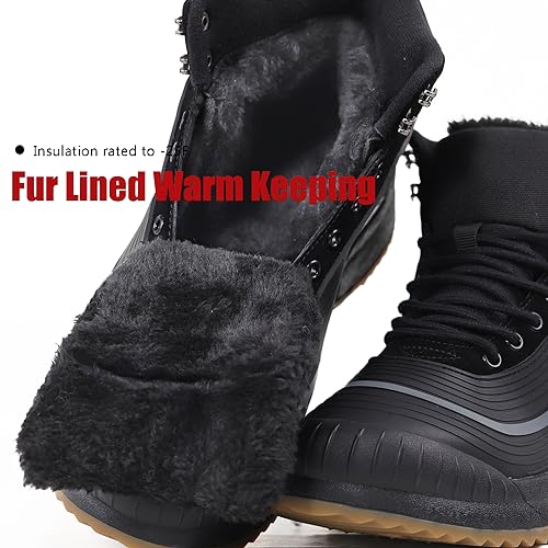 ulogu Snow Boots for Men Women丨Insulated Waterproof Fur Lined Booties丨Non Slip Lightweight Winter Shoes4
