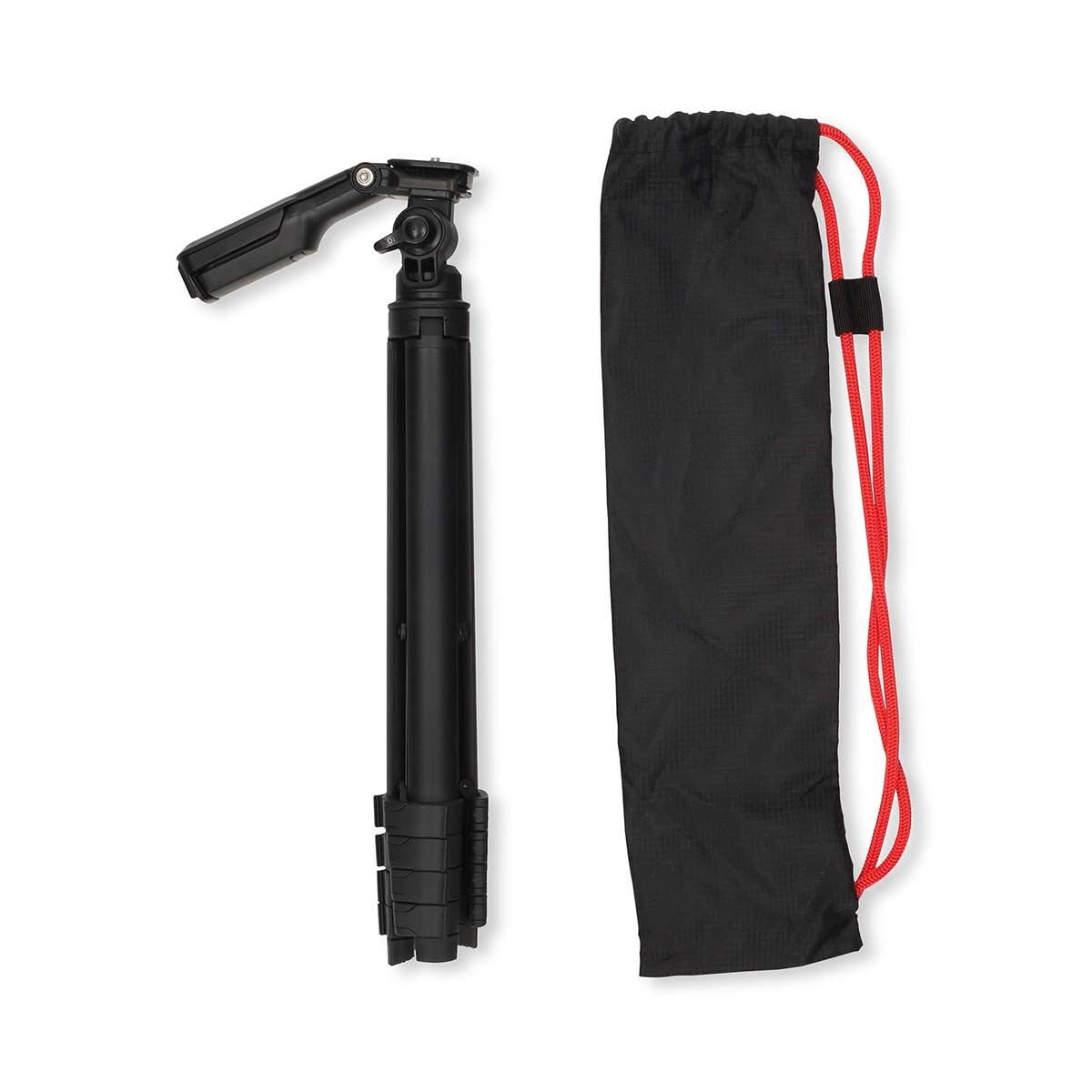 Nedis Trépied de Voyage léger pour Appareil Photo et Smartphone, Hauteur réglable de 160 cm, tête panoramique et inclinable, Support de téléphone et Sac de Transport Inclus, Noir
